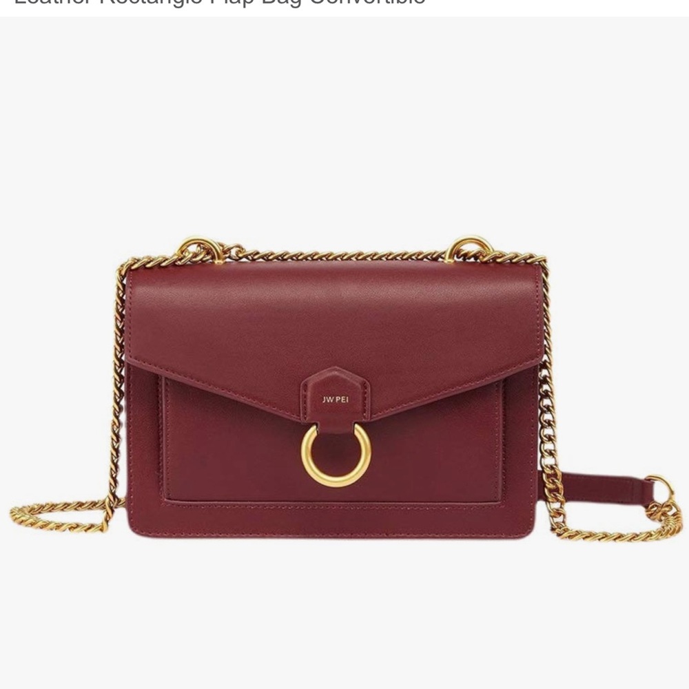 JW PEI Wine Red Envelope Chain Crossbody Bag